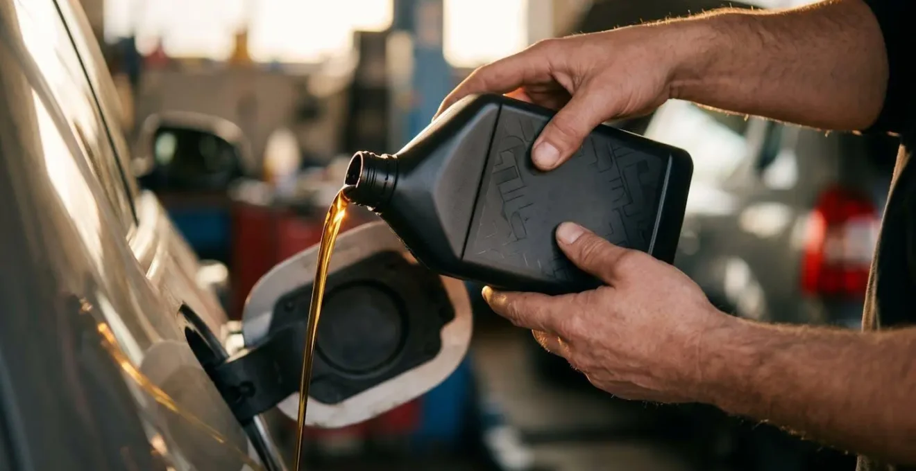 Versement d'un additif anti-pollution dans le réservoir d'un véhicule diesel