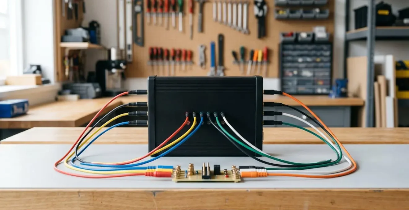 Boîte d'éclatement connectée sur faisceau automobile avec sondes de mesure