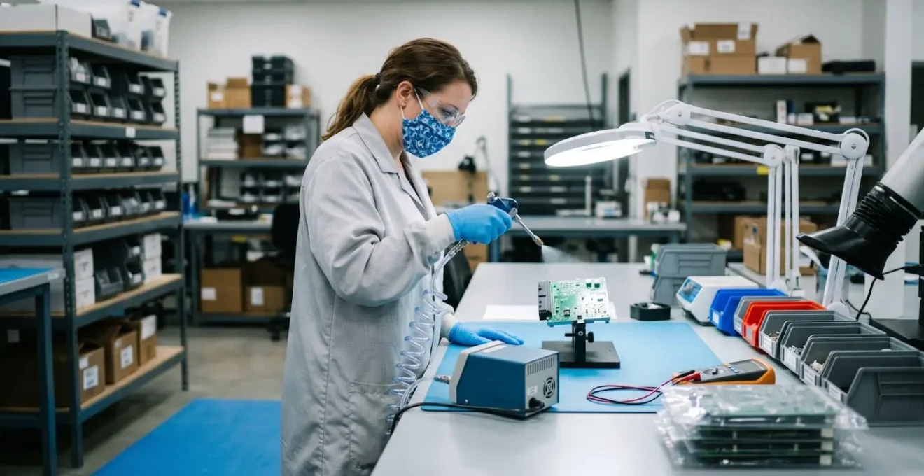 Application d'un vernis de protection sur un circuit électronique automobile