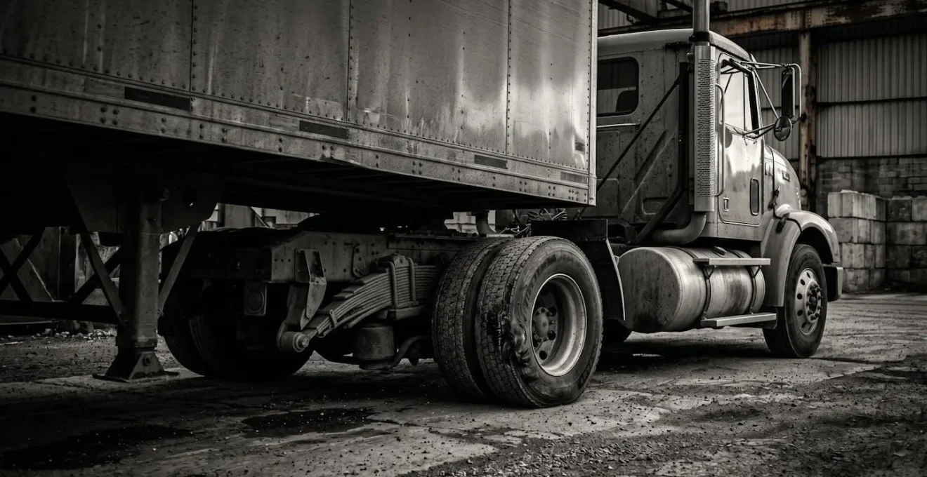 Vue latérale d'un camion montrant la répartition inégale du chargement avec effet sur les essieux