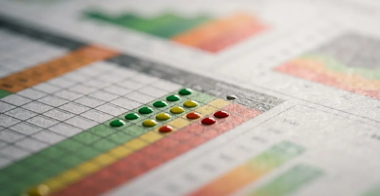 Vue macro d'un tableau de suivi de maintenance avec graphiques et indicateurs de performance